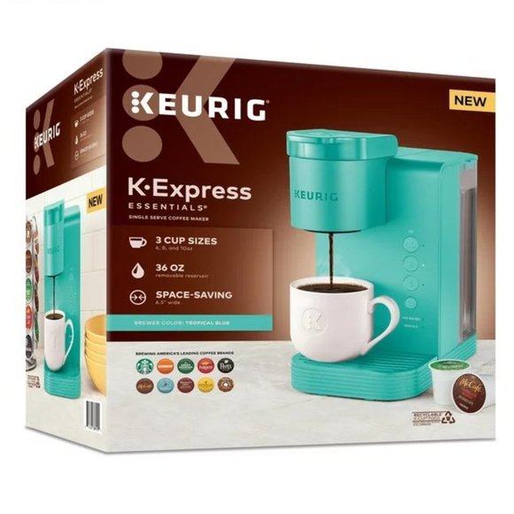 NWT KEURIG K-Express Essentials Single-Serve K-Cup Pod Coffee Maker Black & Teal - Picture 14 of 14